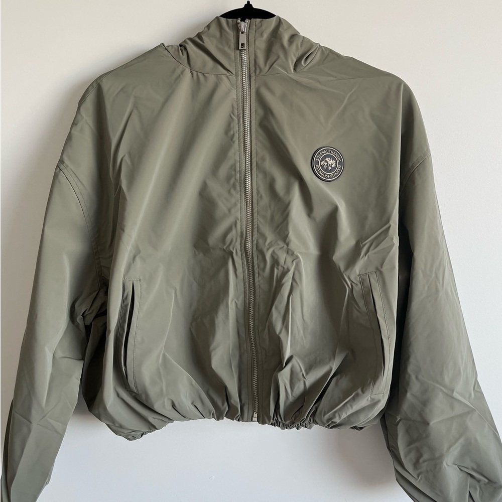 Olive Green Cropped Hooded Jacket 14Y